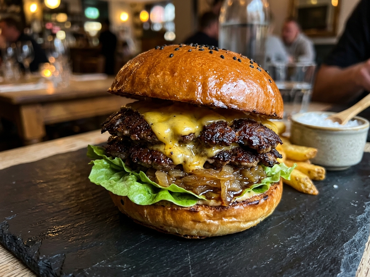 Gourmet Smashed Burger with Melted Cheddar